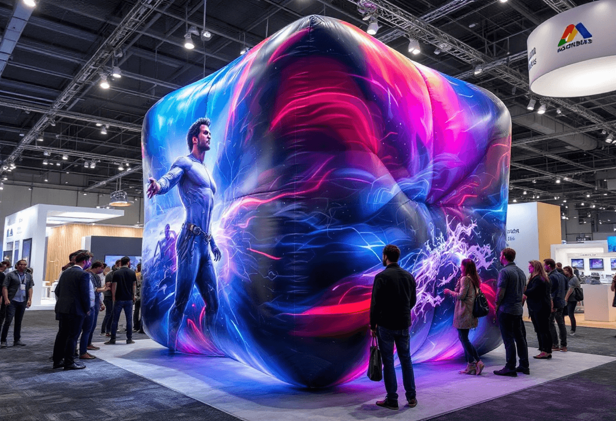 Cube gonflable publicitaire en salon